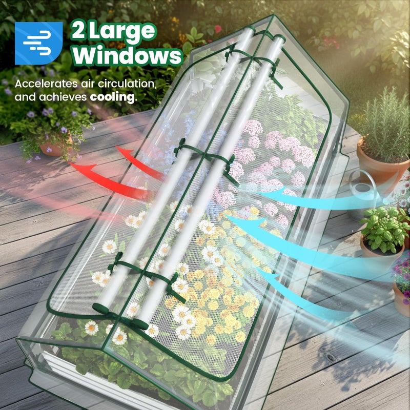 Quictent Raised Garden Bed with Cover Outdoor Galvanized Metal Planter Box Kit, w/ 2 Large Screen Windows Mini Greenhouse 20pcs T Tags 1 Pair of Gloves Included for Growing Vegetables 6x3x1ft (Clear) - Image 5