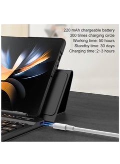 SYOSI جراب جلدي بلوحة مفاتيح بلوتوث لاسلكية متوافقة مع Samsung Galaxy Z Fold 5 وZ Fold 4 وZ Fold 3 وZ Fold 2 وGoogle Pixel Fold Mini، سهل الحمل، مريح في الكتابة - ألياف الكربون  - Image 4
