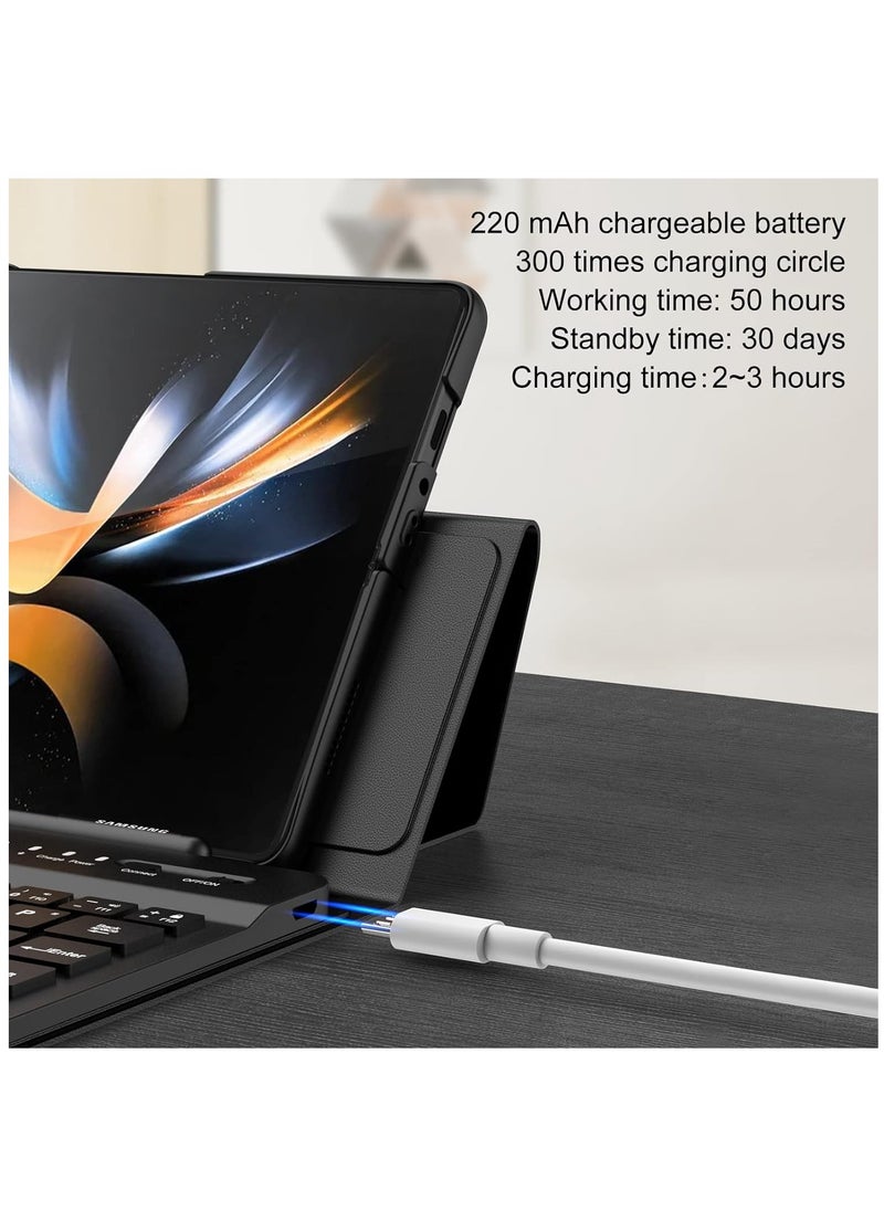 SYOSI - جراب جلدي بلوحة مفاتيح بلوتوث لاسلكية متوافقة مع Samsung Galaxy Z Fold 5 وZ Fold 4 وZ Fold 3 وZ Fold 2 وGoogle Pixel Fold Mini، سهل الحمل، مريح في الكتابة - ألياف الكربون - Image 1