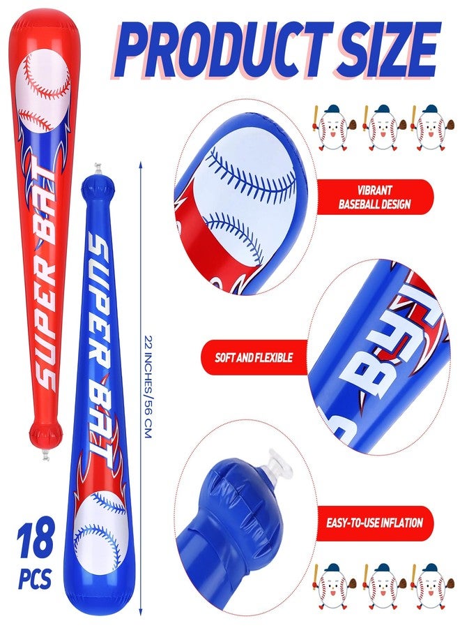 Fovths 18 Pieces Inflatable Baseball Bats, 22 Inch Blow Up Baseball Bat Inflates, Sports Theme Party Supplies for Summer Pool, Birthday Party Favors, Sports Carnival Decorations Prizes - Image 2
