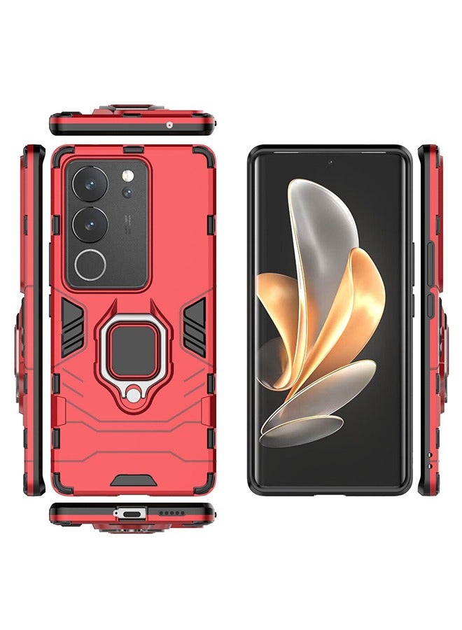 X-level Phone Case Cover Compatible with VIVO V29 5G/V29Pro/S17/S17Pro/S17T with Magnetic Car Mount Ring Holder Kickstand & Shockproof Military Grade Drop Proof Protection Sturdy Bumper Protective Back Cover  - Image 2