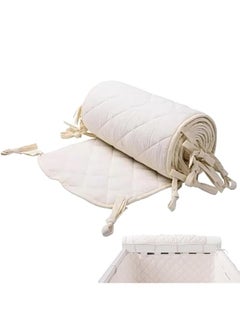 DUNISO Baby crib guardrail pad, neutral cotton rectangular surround pad, double sided double layer foldable child bed protection pad, soft, breathable, anti-collision, 190 * 30cm, white  - Image 5