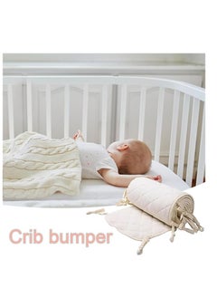 DUNISO Baby crib guardrail pad, neutral cotton rectangular surround pad, double sided double layer foldable child bed protection pad, soft, breathable, anti-collision, 190 * 30cm, white  - Image 1