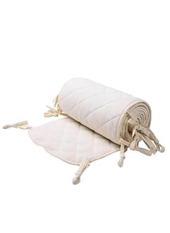 DUNISO Baby crib guardrail pad, neutral cotton rectangular surround pad, double sided double layer foldable child bed protection pad, soft, breathable, anti-collision, 190 * 30cm, white  - Image 2