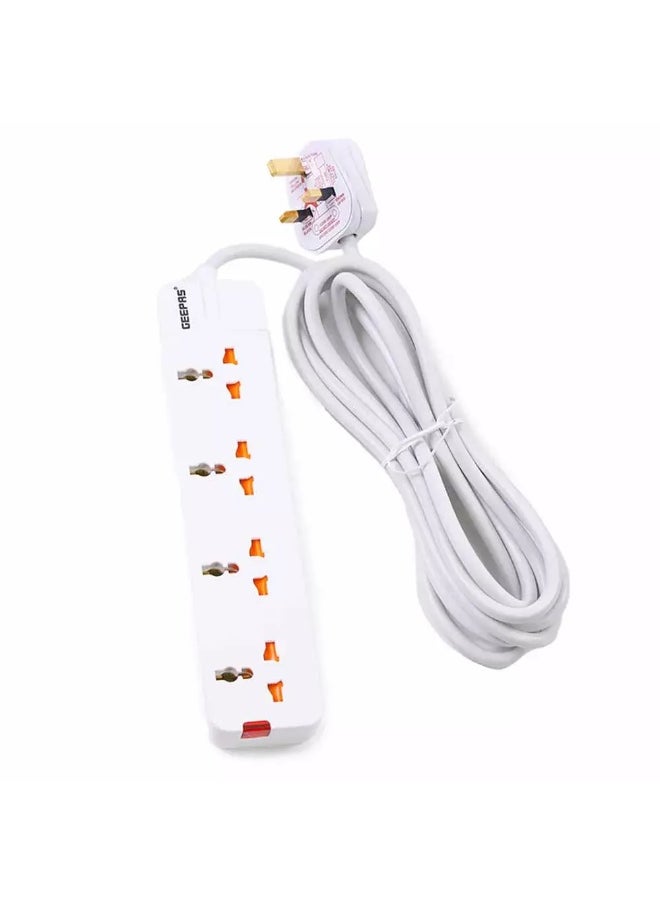 GEEPAS Geepas Extension Socket, Extension Board with 4 Ways Socket Outlet, Power Extender with 3 Meter Cable  - Image 1