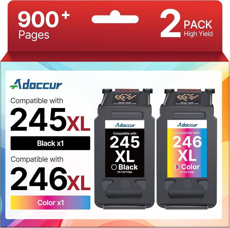 حزمة قيمة الحبر PG-245 XL/CL-246 XL (2 خراطيش) بديل للحزمة المزدوجة 245XL 246XL خرطوشة حبر 245XL متوافقة مع Pixma TS202/TR4520/MG2525/TS3322/TS3320/MG2522/TS302/MG2520/MX490 - Image 1