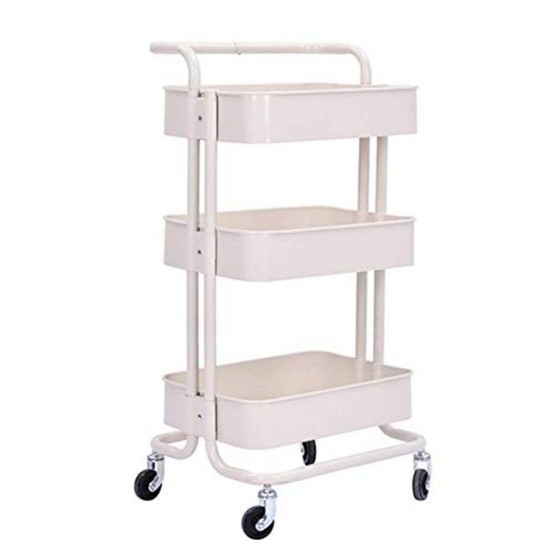Bathroom Storage Medical Cart Tool Mobile Beauty Salon Rolling Trolley Cart, 3 Tier Living Room Kitchen Storage Cart with Rotatable Pulley - Image 1