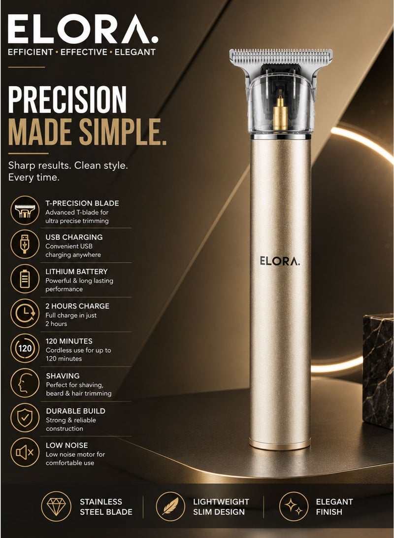 ELORA Rechargeable T-Blade Hair Trimmer USB Charging Lithium Battery 120 Minutes Runtime - Image 1