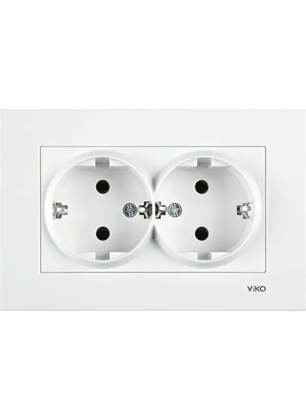 Viko Karre White Double Grounded Socket with Frame - 90967056 