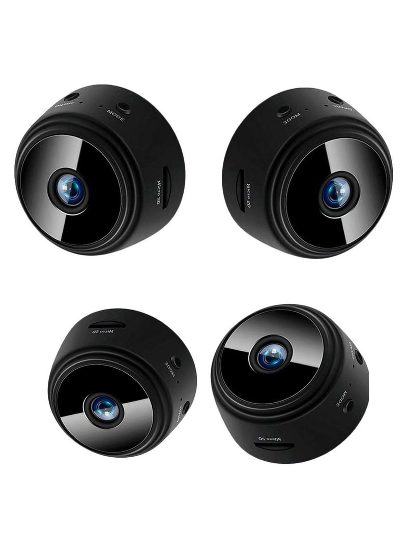 4-Pack WiFi Mini Magnetic A9 Wireless Security Cameras – Full HD 1080P Small Portable Round Indoor Cameras with Night Vision, Motion Detection & Instant Notifications – Compact Wireless Surveillance System for Home & Office Security