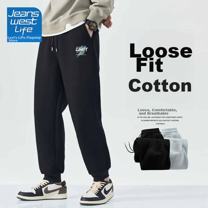 JEANSWEST LIFE Casual Pants for Men, Autumn Loose-Fit Sports Trousers, Heavyweight Joggers, Trendy Men's Pants for Spring And Fall 2025 - Image 1