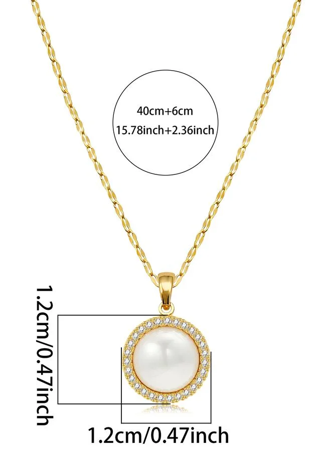 Take Two  Take Two Gold Faux Pearl Embellished Drop Necklace for Women | Best Price UAE