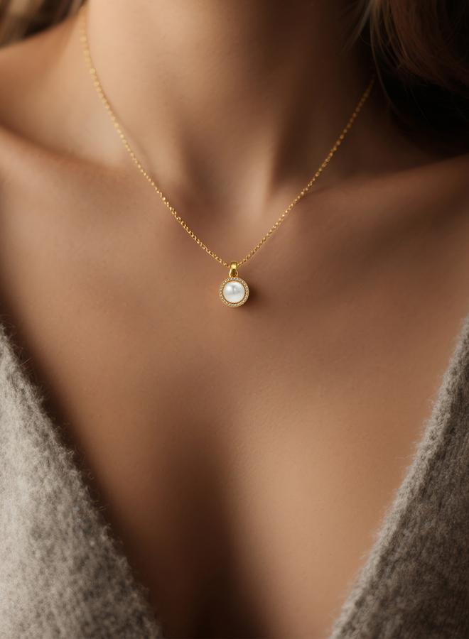 Take Two Gold Faux Pearl Embellished Drop Necklace - Image 3