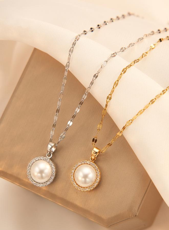 Take Two Gold Faux Pearl Embellished Drop Necklace - Image 2