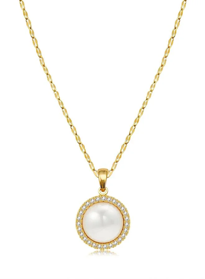 Take Two  Take Two Gold Faux Pearl Embellished Drop Necklace for Women | Best Price UAE