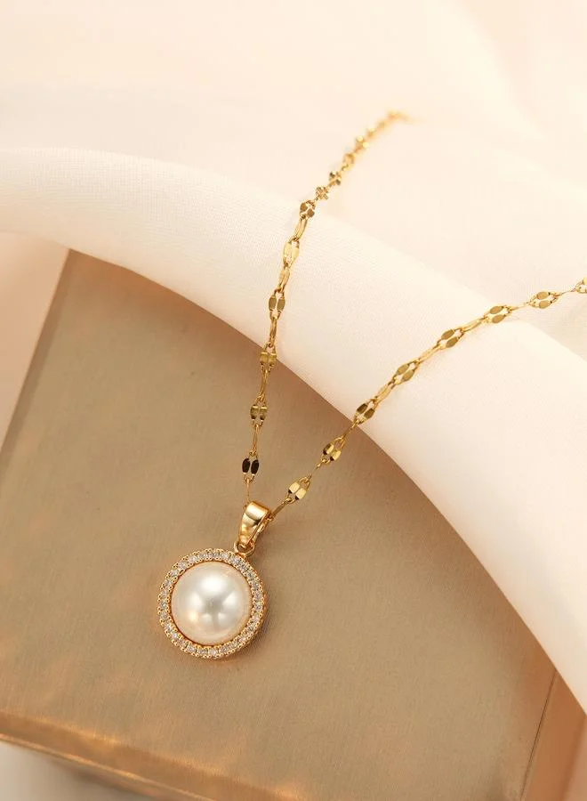 Take Two Take Two Gold Faux Pearl Embellished Drop Necklace
