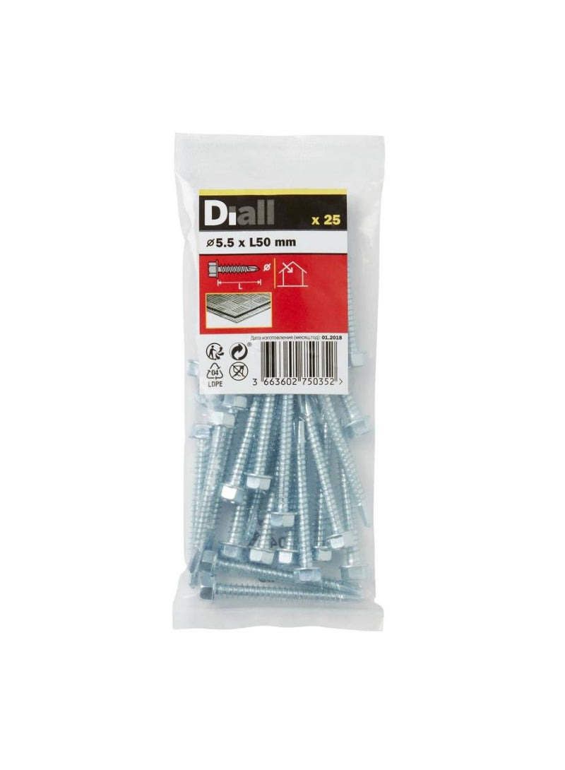 Zinc Plated Carbon Steel Drilling Hex Screw Pack 5 5 X 50 Mm 25 Pc