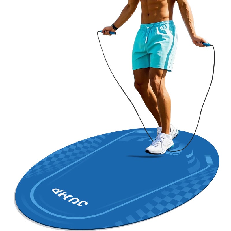 dofopo Jump Rope Mat Outdoor Indoor, Oval 52'' x 36'' Non-slip Fitness Exercise Mat, 5mm Shock Absorption Extra Thick Design, Suitable for Home Gym Floor, Concrete Jump Roping - Image 1