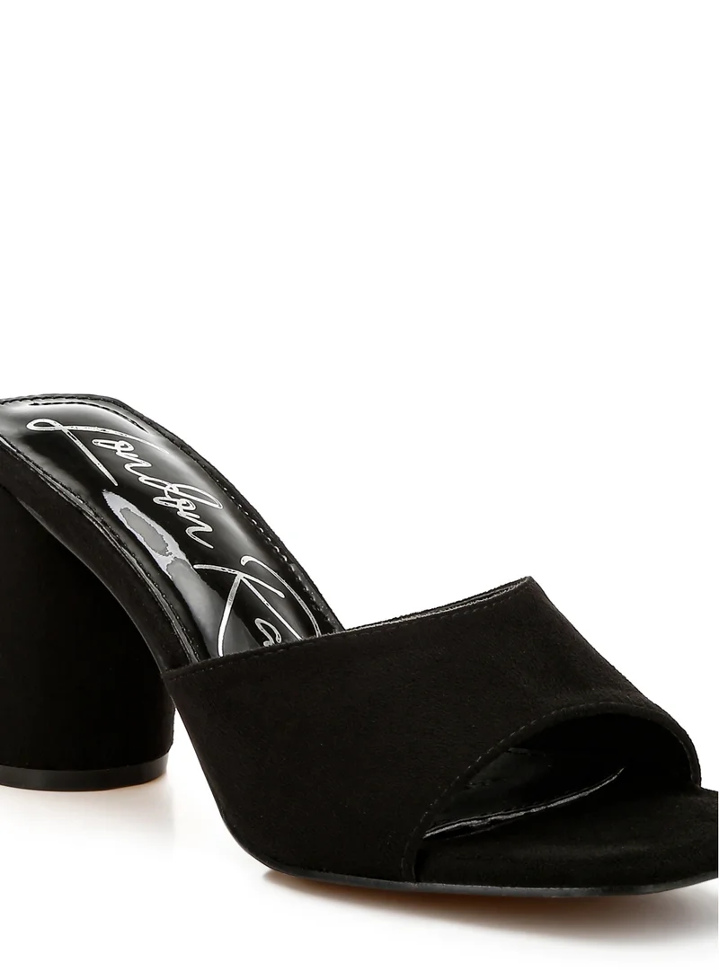 London Rag Round Heel Microfiber Sandals in Black