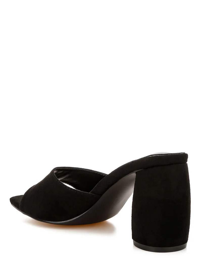 London Rag Round Heel Microfiber Sandals in Black