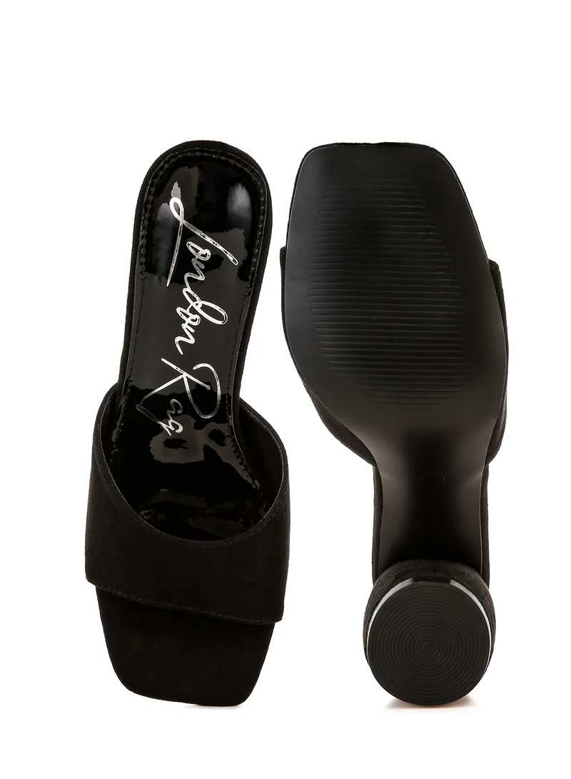 London Rag Round Heel Microfiber Sandals in Black