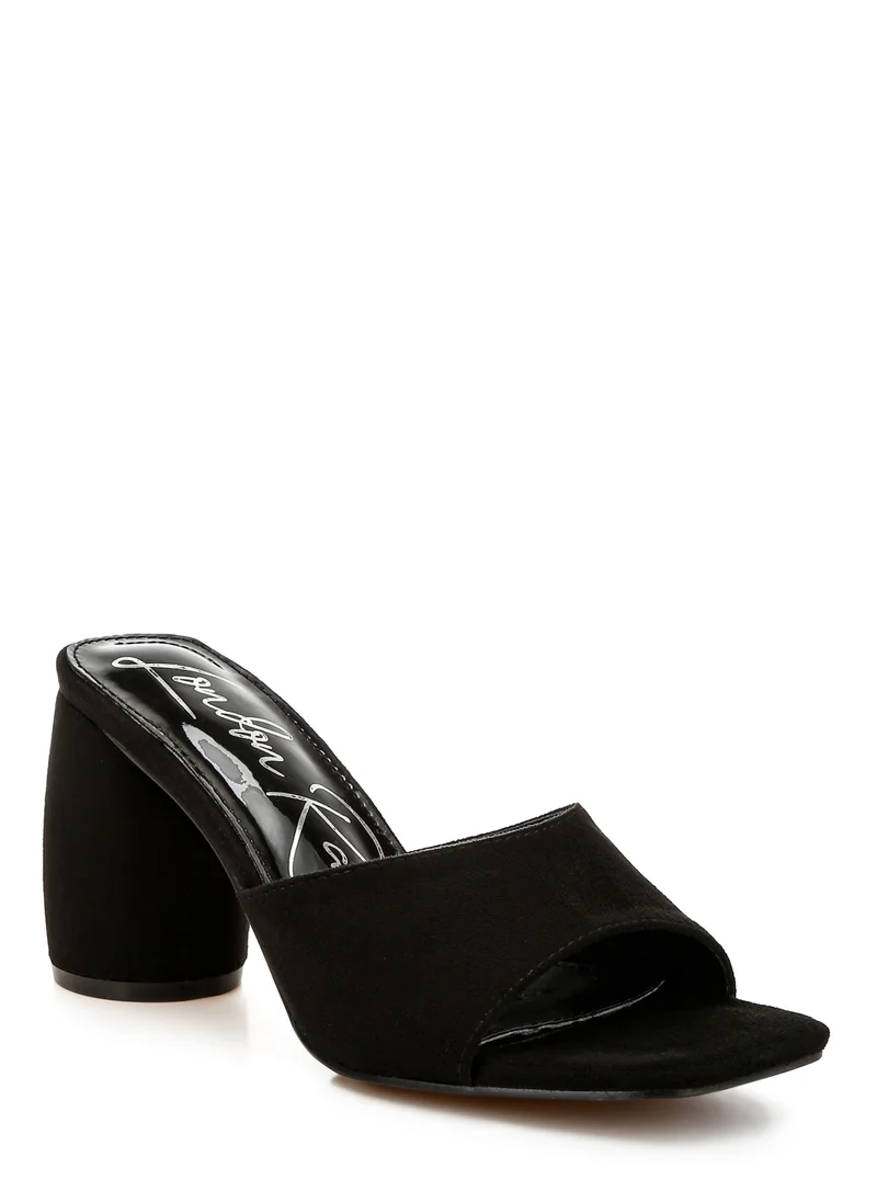 London Rag Round Heel Microfiber Sandals in Black