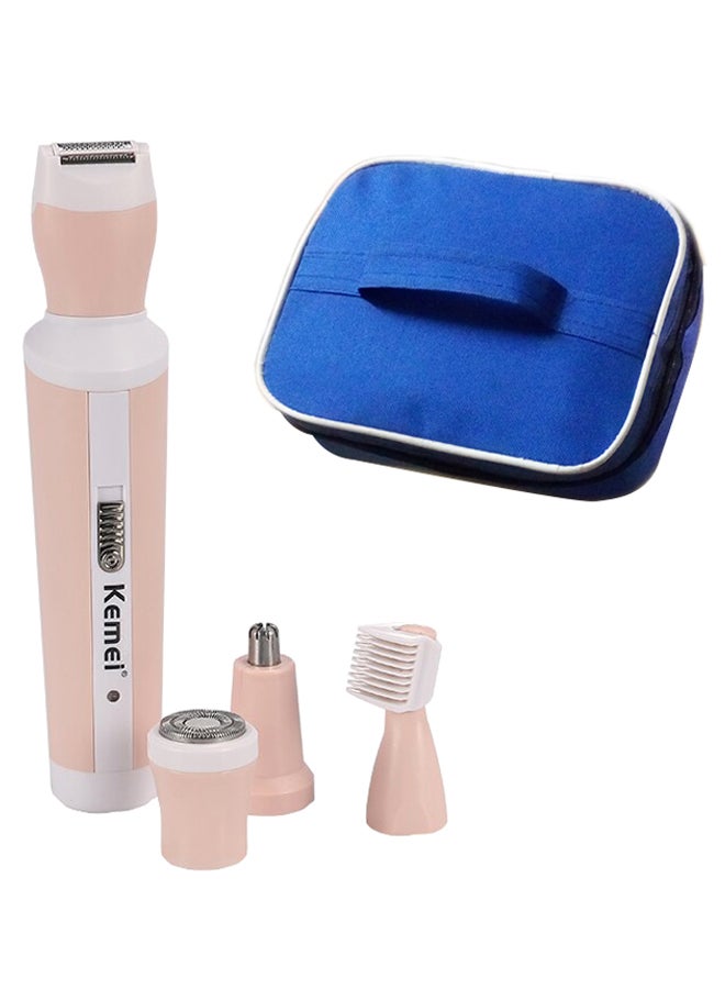 4-In-1 Rechargeable Electric Epilator With Bag And Head Pink/White/Blue
