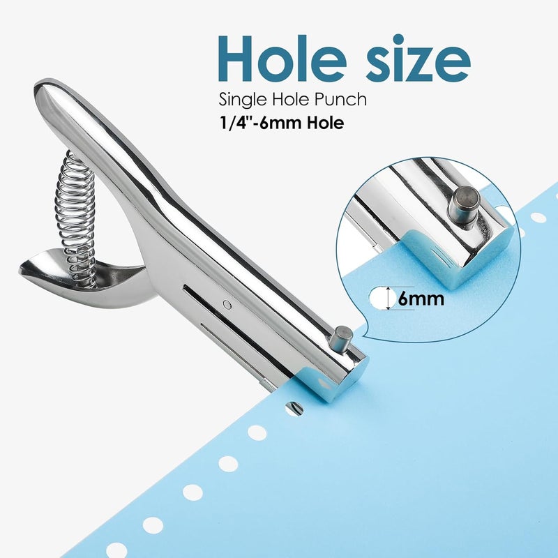 MROCO Hole Punch 1/4" Puncher, Handheld Single Hole Puncher for Crafts and Paper, Heavy Duty Punch for Paper Cards Plastic Cardboard - Image 3