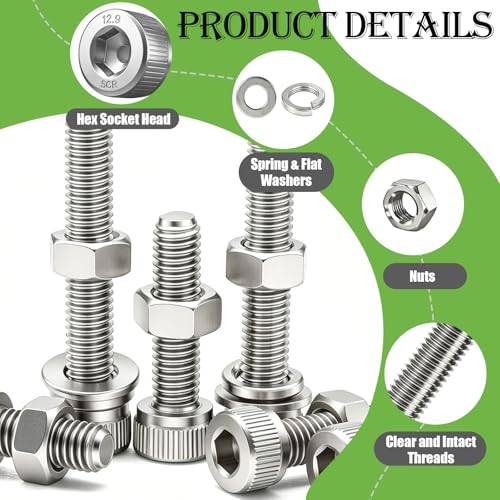 mxuteuk M2.5 Screws Assortment Set,M2.5 x 4/6/8/10/12/16/20/25mm Hex Socket Head Cap Screw Bolts Nuts Kit,304 Stainless Steel Assorted Screws with Hex Wrench (533PCS) - Image 4