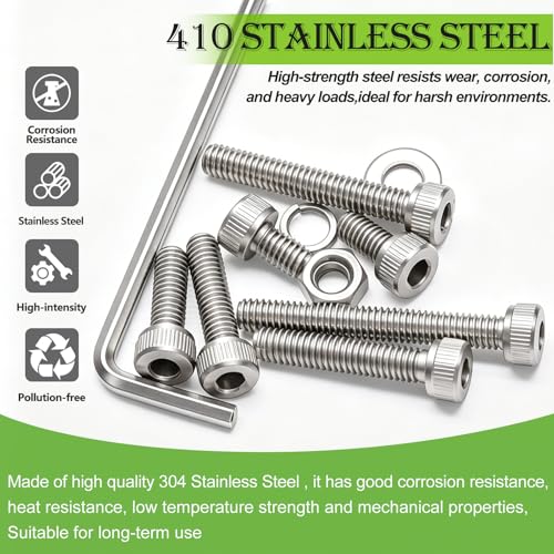 mxuteuk M2.5 Screws Assortment Set,M2.5 x 4/6/8/10/12/16/20/25mm Hex Socket Head Cap Screw Bolts Nuts Kit,304 Stainless Steel Assorted Screws with Hex Wrench (533PCS) - Image 3