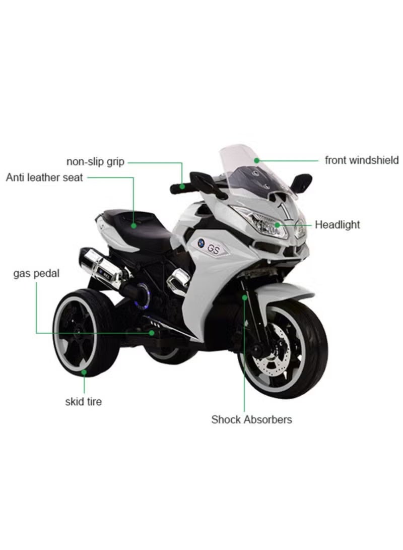 VLRA Electric Ride-On Motorcycle for Kids | 3-Wheel Design, LED Lights, Music & High-Capacity Battery | Safe Outdoor Toy Gift - Image 4