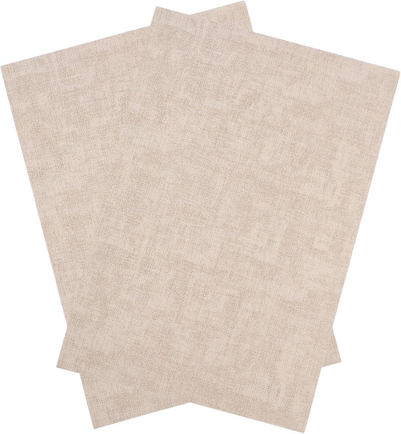 2pcs Waterproof Pu Faux Leather Placemat Set, Beige Textured Square Dining Table Mats with Heat Insulation, Non-Slip Counter Protector for Home and Restaurant Use - Image 1