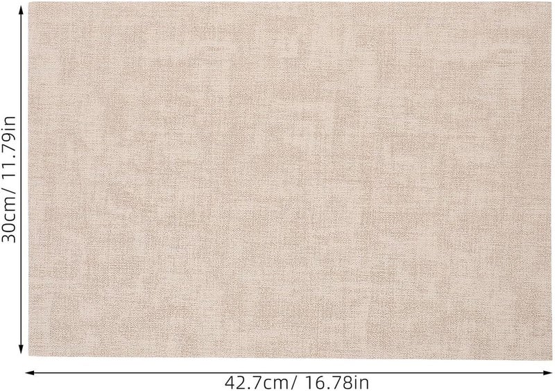 2pcs Waterproof Pu Faux Leather Placemat Set, Beige Textured Square Dining Table Mats with Heat Insulation, Non-Slip Counter Protector for Home and Restaurant Use - Image 2