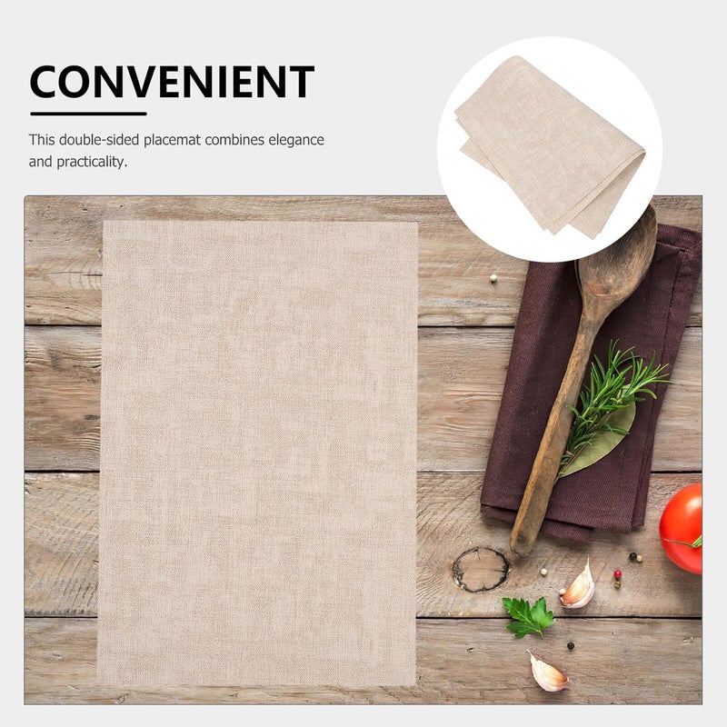 2pcs Waterproof Pu Faux Leather Placemat Set, Beige Textured Square Dining Table Mats with Heat Insulation, Non-Slip Counter Protector for Home and Restaurant Use - Image 3