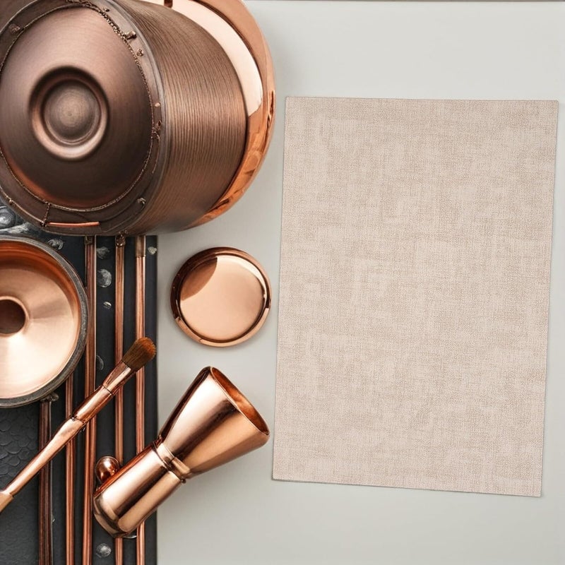 2pcs Waterproof Pu Faux Leather Placemat Set, Beige Textured Square Dining Table Mats with Heat Insulation, Non-Slip Counter Protector for Home and Restaurant Use - Image 5