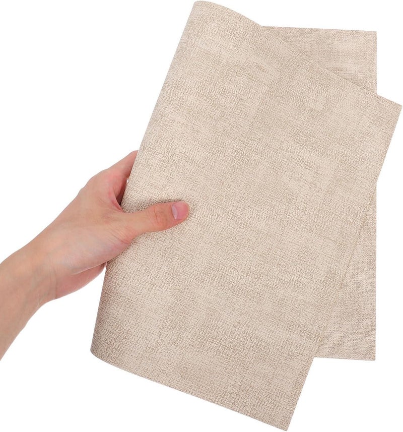 2pcs Waterproof Pu Faux Leather Placemat Set, Beige Textured Square Dining Table Mats with Heat Insulation, Non-Slip Counter Protector for Home and Restaurant Use - Image 4