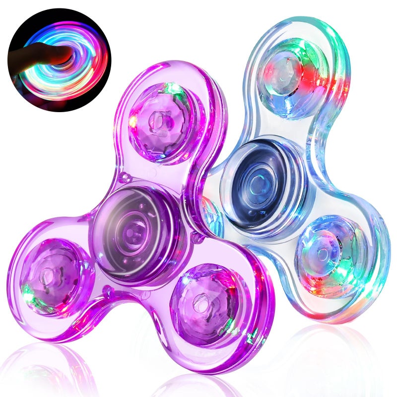 Gigilli Fidget Spinners for Kids 2 Pack Easter Basket Stuffers Light up Sensory Fidget Toys Adults Kid 4812 Glow in The Dark ADHD Autism Toys 57 Boys Girls LED Classroom Prizes for Kids Fidgets - Image 3