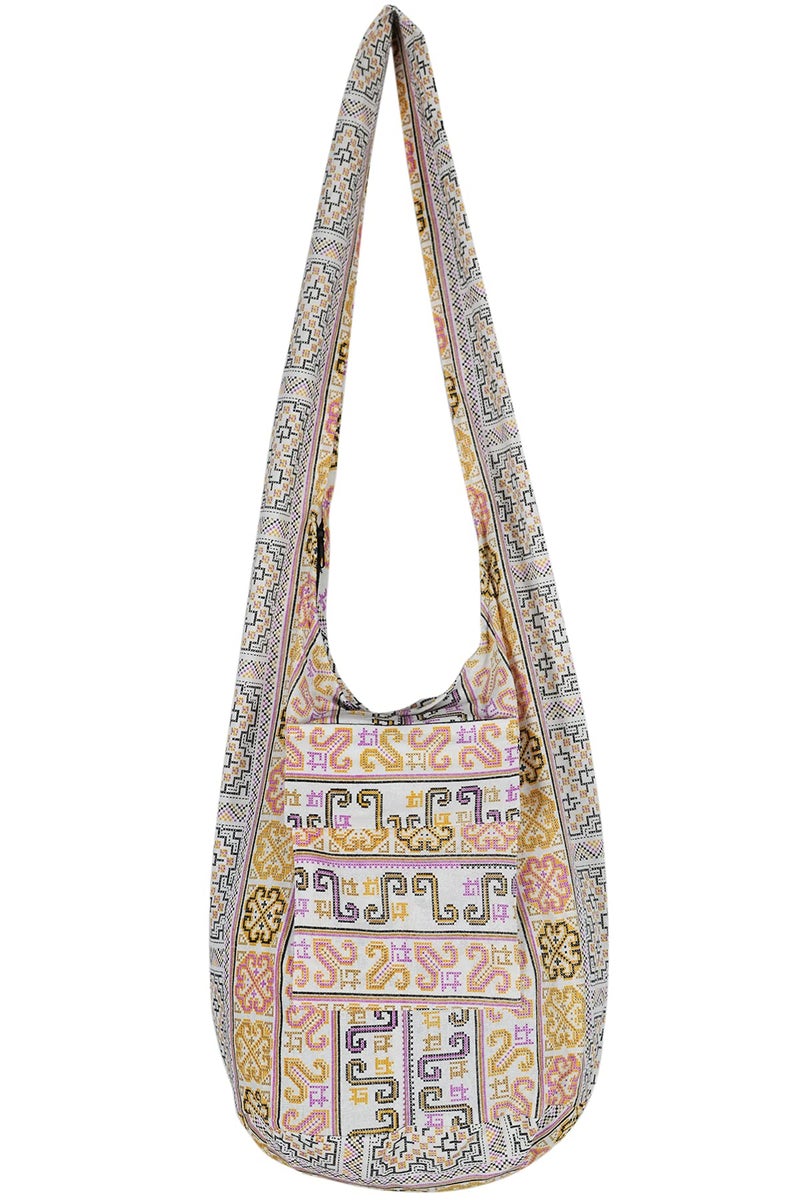 Your Cozy Boho Crossbody Bag for Women â€“ Handmade Cotton Sling Bag Lightweight Unisex Travel Purse with Zipper (Tribe_09) - Image 1