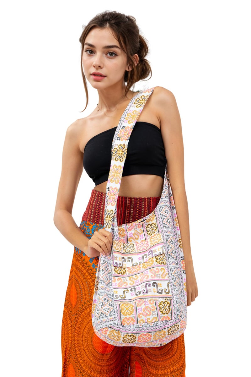 Your Cozy Boho Crossbody Bag for Women â€“ Handmade Cotton Sling Bag Lightweight Unisex Travel Purse with Zipper (Tribe_09) - Image 4
