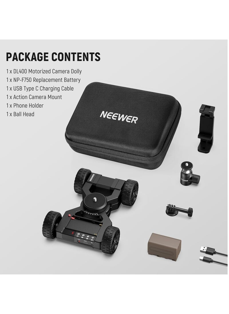 Neewer DL400 Upgraded Motorized Camera Slider Dolly with App Control, Ultra Quiet Powerful Dual Motor Drive, 5H Runtime, Compatible with GoPro iPhone Android Samsung Smartphone DSLR Camera Camcorder