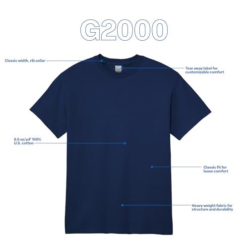Gildan Adult Ultra Cotton T-Shirt, Style G2000, Multipack, Navy (2-Pack), 3X-Large - Image 4
