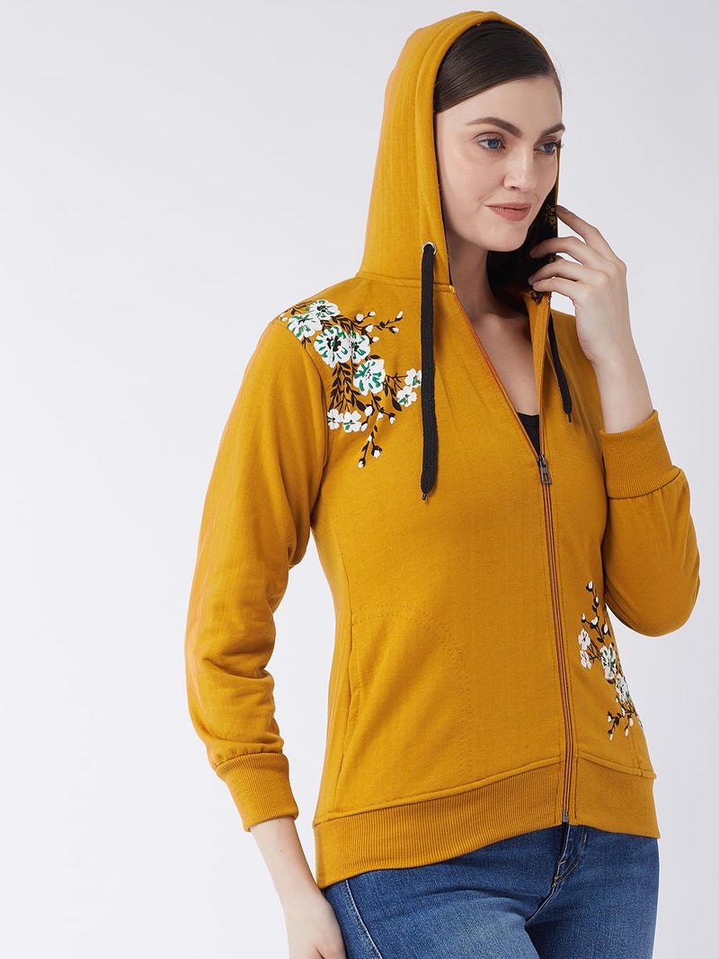 Pivl Women's Winter Fleece Printed Jacket - Ultimate Warmth and Comfort_MUSTARD_L - Image 4