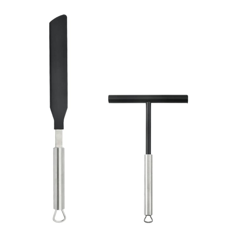 DOITOOL Crepe Spreader and Spatula Set  2Pcs Stainless Steel Crepe Spreader Tool T Shape Crepe Maker Spreading Tool for Bakery - Image 1