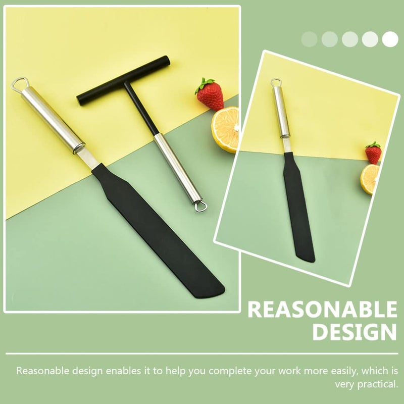 DOITOOL Crepe Spreader and Spatula Set  2Pcs Stainless Steel Crepe Spreader Tool T Shape Crepe Maker Spreading Tool for Bakery - Image 2