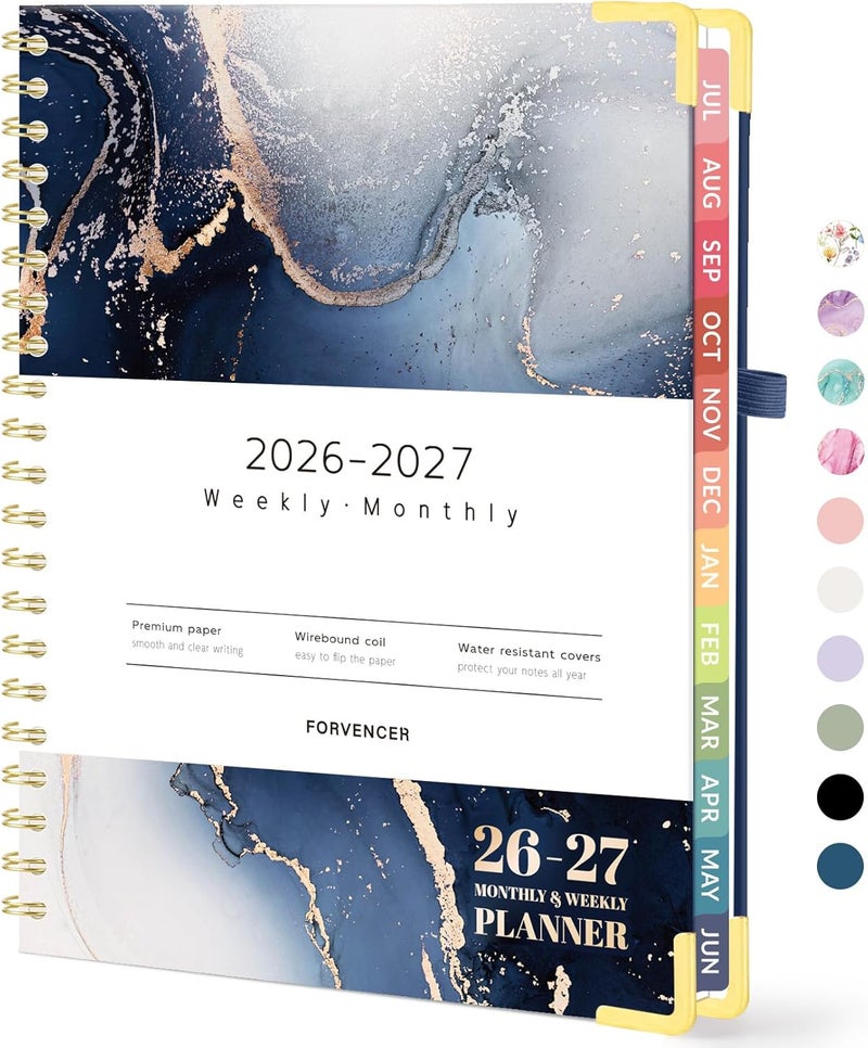Forvencer مخطط 2026-2027، A4، أزرق داكن رخامي - Image 1