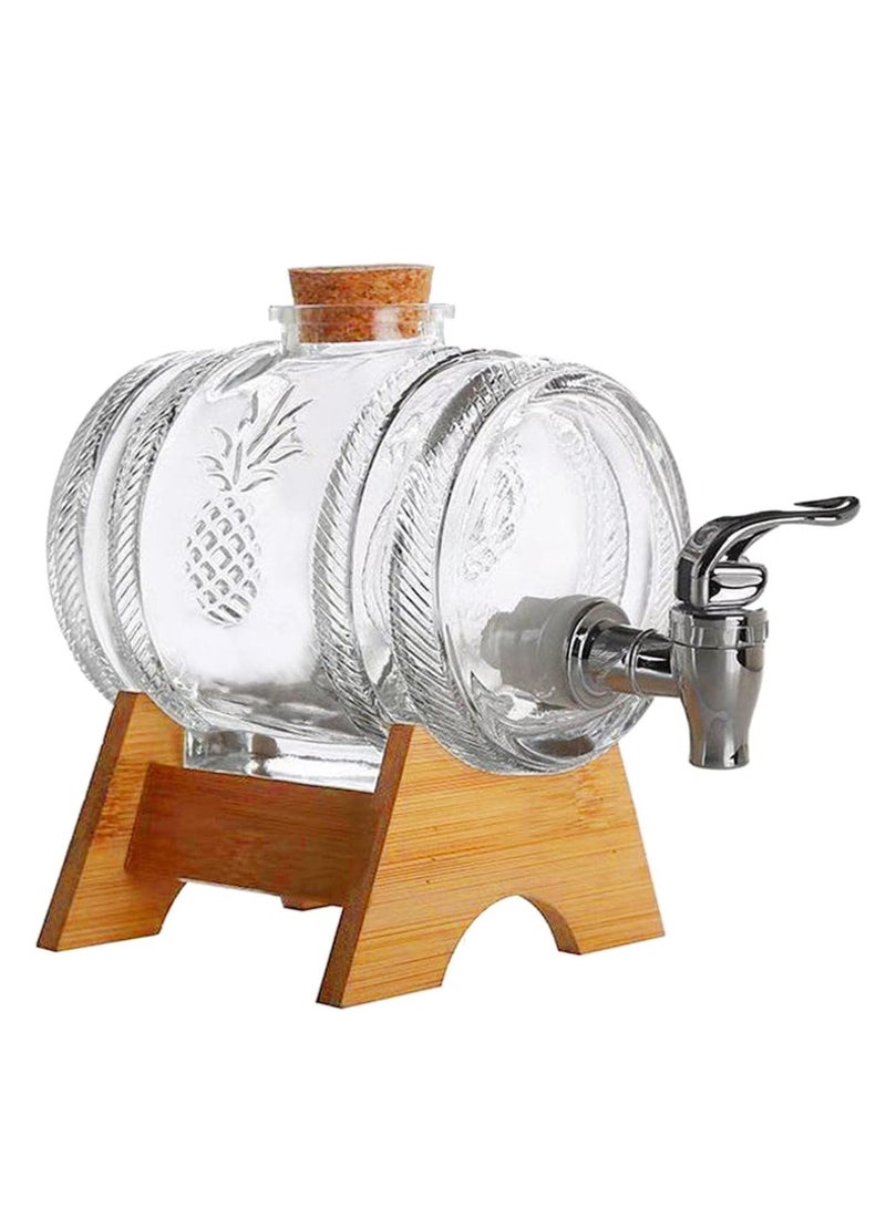 1 Liter Glass Barrel Beverage Dispenser With Spigot and Stand Cold Drink Dispenser  - Image 1