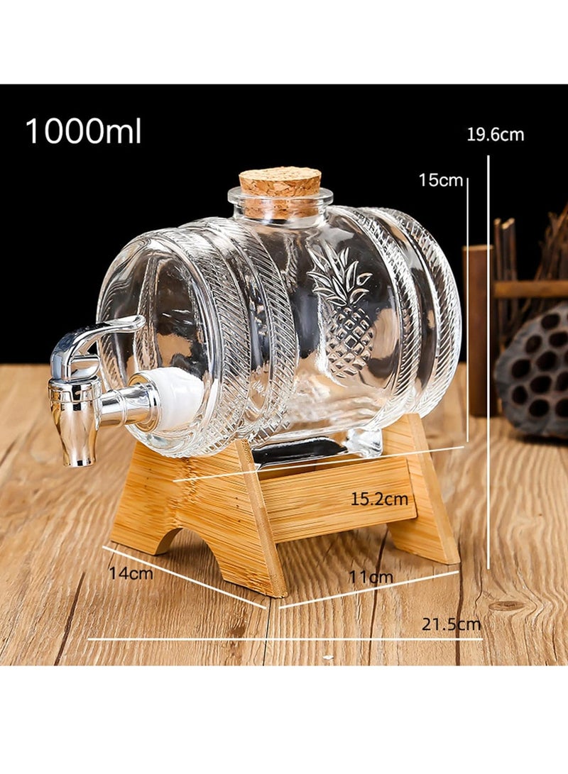 1 Liter Glass Barrel Beverage Dispenser With Spigot and Stand Cold Drink Dispenser  - Image 2