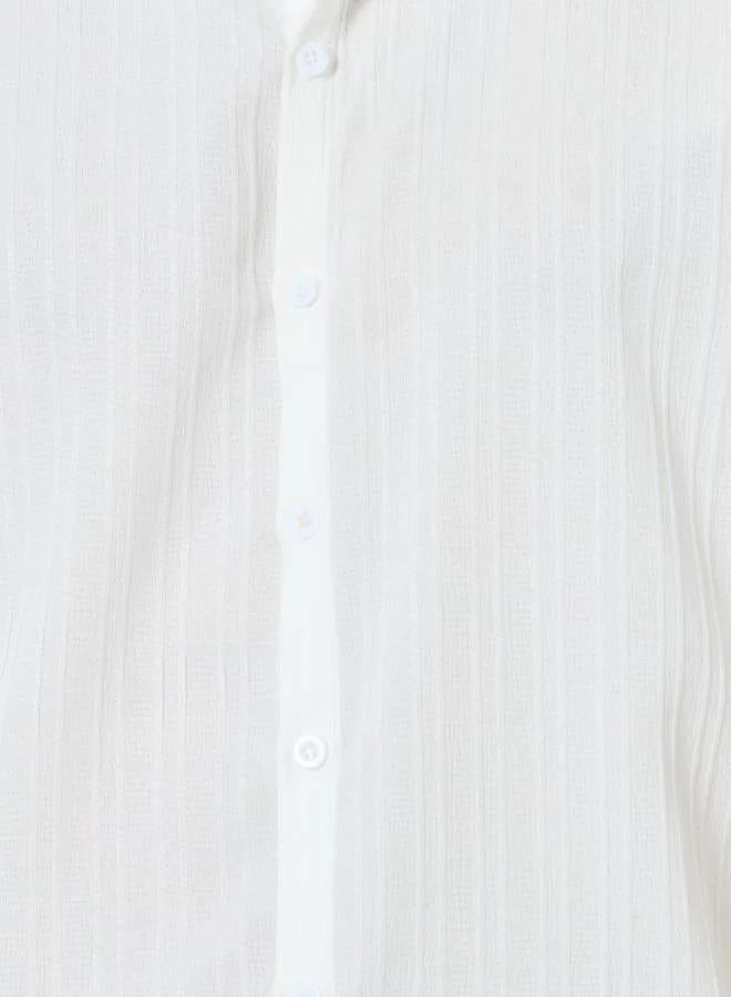 Take Two Men White Textured Short Sleeve Shirt