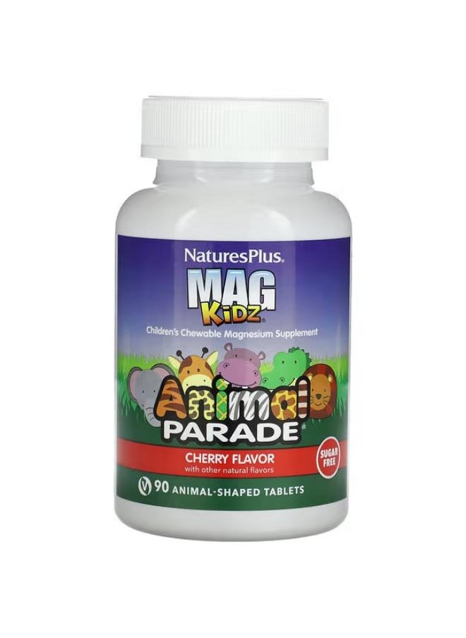 NaturesPlus NaturesPlus, MagKidz, Animal Parade, Children's Chewable Magnesium, Cherry, 90 Animal-Shaped Tablets 