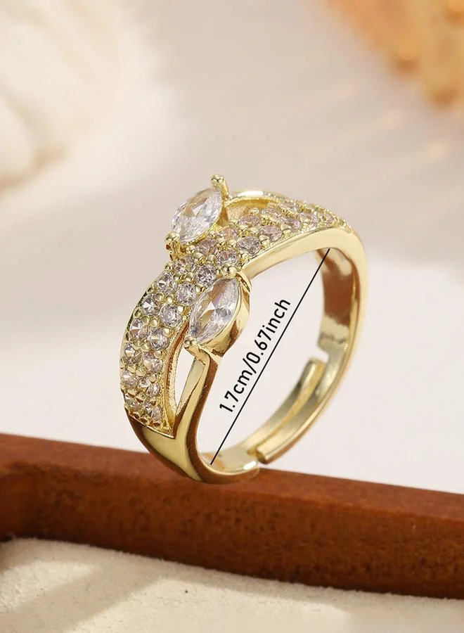 Take Two  Gold Tone Embellished Adjustable Ring for Women | Best Price UAE